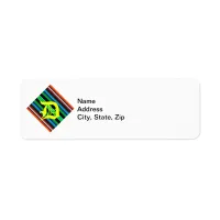 Monogram Colorful Diagonal Stripes Address Label