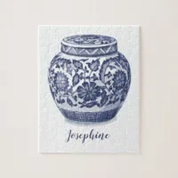 Stylish Blue and White Ginger Jar Print Jigsaw Puzzle