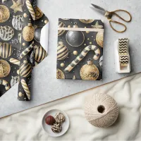 Black Gold Christmas Pattern#12 ID1009 Wrapping Paper