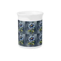 Blue flower watercolour pattern beverage pitcher