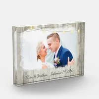 Rustic Wood Personalized Photo Wedding Keepsake