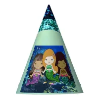 Three Little Mermaids Birthday Party Hat