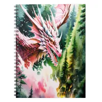 Fire breathing dragon vibrant pink scales notebook