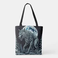 Vintage Werewolf in front of the Full Moon Tote Bag