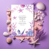 Watercolor Ocean Life Nautical Wedding Invitation