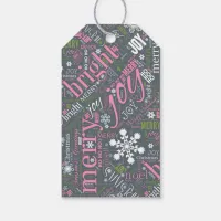 Christmas Text and Snowflake Pattern Slate ID257 Gift Tags