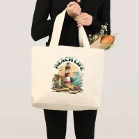 Personalized Beach Life Large Tote Bag