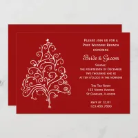 Red Christmas Tree Winter Post Wedding Brunch Invitation