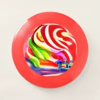 Santa Monica Pier swirly Candy AI Art Wham-O Frisbee