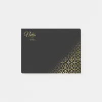 Geometric Wedding Gold on Black ID477 Post-it Notes