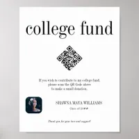 Photo Graduate College Fund Donation QR Code Sign