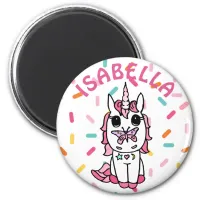 Personalized Unicorn with Butterfly on Nose Magnet