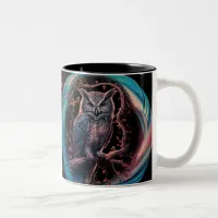 Oval Framed Owl Personalized Name Two-Tone Coffee Mug