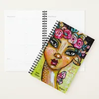 Whimsical Faun Colorful Cute Artsy Floral Add Name Planner