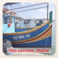 Marsaxlokk Fishing Boats Malta Square Paper Coaster