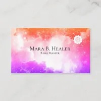 *~* Peach Universe Lavender and Pink Galaxy Nebula Business Card