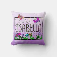 Isabella - The Name Isabella Whimsical Drawing Throw Pillow