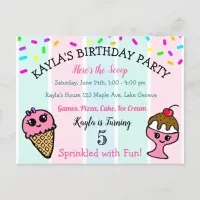 Ice Cream and Sprinkles Children's Birthday Party Postcard