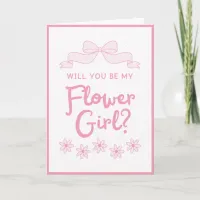 Will You Be My Flower Girl? Pink Bow and Polka Dot Card