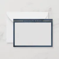 Elegant Navy Blue Gold Detail Professional Note Card