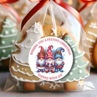 Wishing you a Festive Christmas | Holiday Gnomes Classic Round Sticker