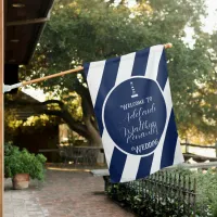 Elegant Nautical Striped Wedding -Navy Blue, White House Flag