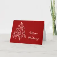 Red Christmas Tree Winter Wedding Save the Date Holiday Card