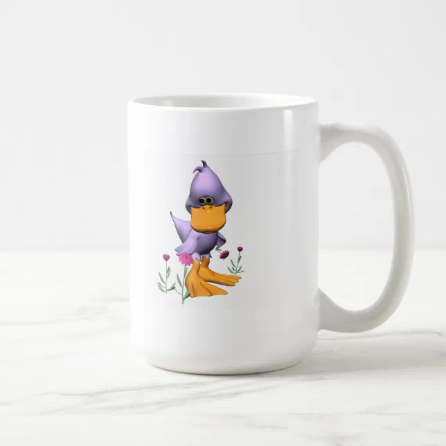 Cute and Shy Purple Cartoon Duck Coffee Mug