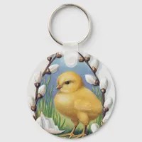 Easter Greetings Yellow Chick Keychain