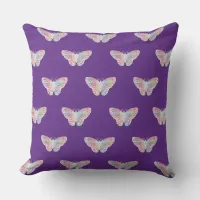 Artistic Watercolor Butterflies | Royal Purple  Outdoor Pillow