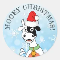 Funny Cow Mooey Christmas Sticker