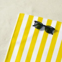 Yellow and White Cabana Stripe Beach Towel