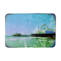 Blue Santa Monica Pier Digital Art Bath Mat