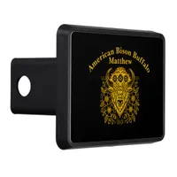 Gold Floral Bold Bison Art With Detail Hitch Cover