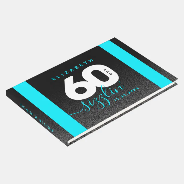 Modern Girly Ice Blue 60 and Sizzling Guest Book