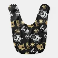 Festive Christmas Faux Gold And Silver Pattern Baby Bib