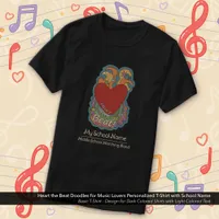 Heart the Beat Doodles Music Lovers School Name T-Shirt