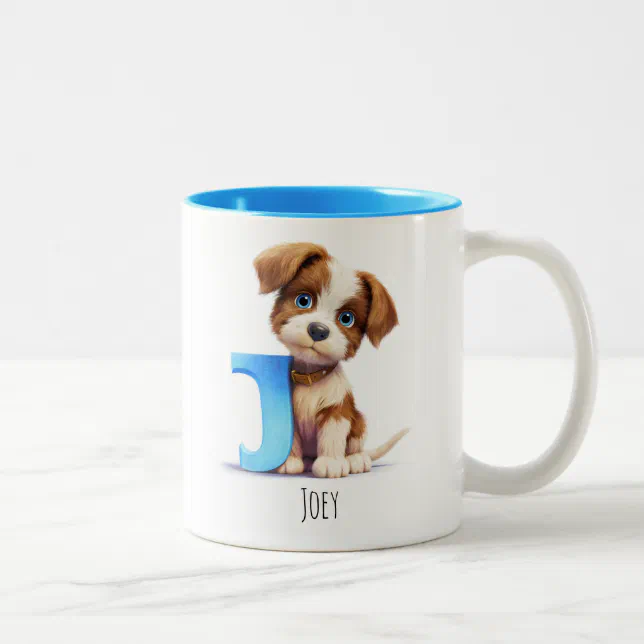 Letter J Dog Alphabet Monogram Coffee Mug