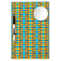 Minimalism Abstract Aqua and Bright Orange Dry Erase Board With Mirror