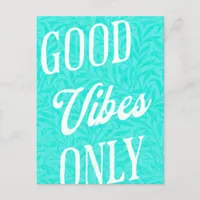 Good Vibes Only Blue and White Postcard