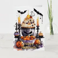 Watercolor Halloween Sweets Foil Greeting Card