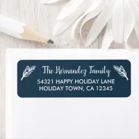 Rustic Blue Winter Holiday Pine Branches Address Label