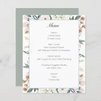 Sage Green Vintage Floral Wedding Menu