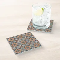 Turkish Inspired: Textured Navy & Terracotta Glass Coaster