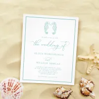 Budget Seahorse Wedding Invite Sea Glass Blue Flyer