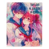 Adorable Anime Themed Valentine's Day Personalized Jigsaw Puzzle
