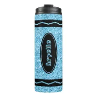 Sky Blue Glitter Crayon Custom Name Drink Tumbler