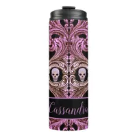 Goth Pink Ornament with Skull Personalized Thermal Tumbler