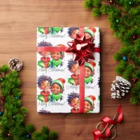 Merry Christmas African-American Vintage Kids Wrapping Paper