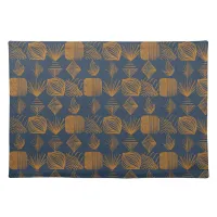 Bold Caribbean Tribal Mudcloth: Navy Blue, Gold Cloth Placemat